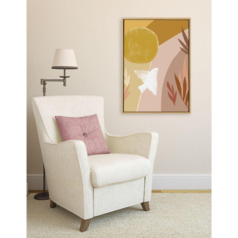Kate and Laurel Sylvie Sunrise Dove Framed Canvas by Kate Aurelia Holloway, 23x33, Natural