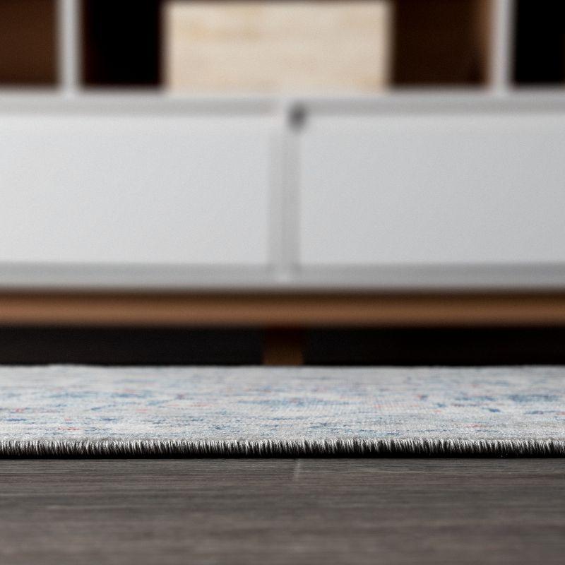 4'x6' Modern Persian Vintage Medallion Area Rug, Light Grey/Blue - JONATHAN Y