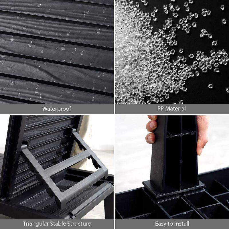 Nestl Waterproof Chaise Lounge Chair - Set of 4 Adjustable Lightweight Black Outdoor Patio Chairs