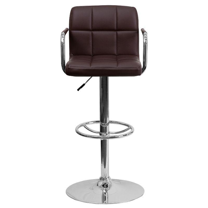 Flash Furniture Contemporary Quilted Vinyl Adjustable Height Barstool with Arms and Chrome Base