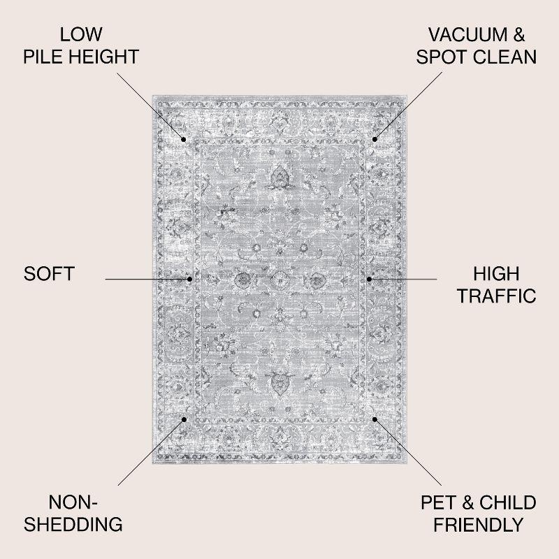 3'x5' Modern Persian Vintage Area Rug, Light Grey - JONATHAN Y