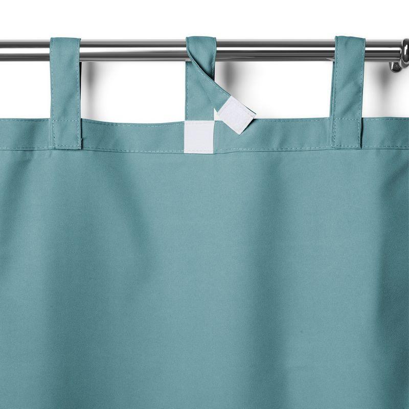 Mineral Blue Polyester Tab Top Outdoor Curtain Panel