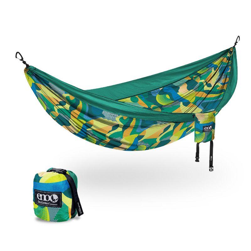 ENO, Eagles Nest Outfitters DoubleNest Print Lightweight Camping Hammock, 1 to 2 Person, Retro/Emerald