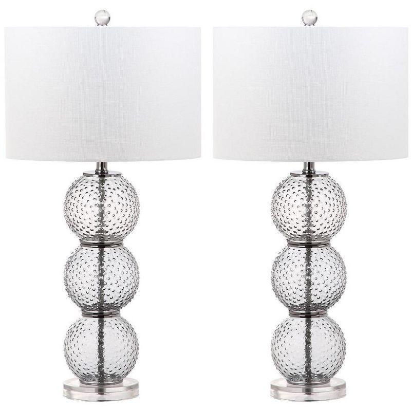 Port Robert Smoke Glass Table Lamp Set with Off-White Shades