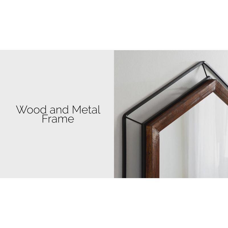 Kate & Laurel All Things Decor 28"x28" Wesman Framed Wall Mirror Walnut Brown : Modern Hexagon Shape, No Assembly Required