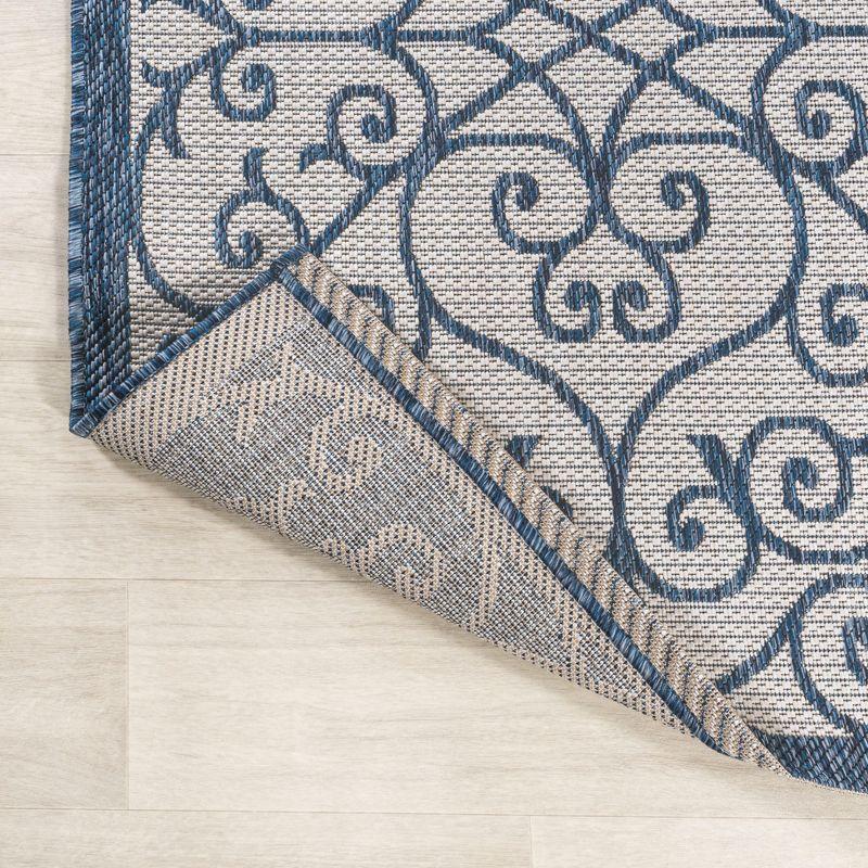 4' x 6' Madrid Vintage Filigree Textured Weave Indoor/Outdoor Area Rug, Blue/Cream - JONATHAN Y