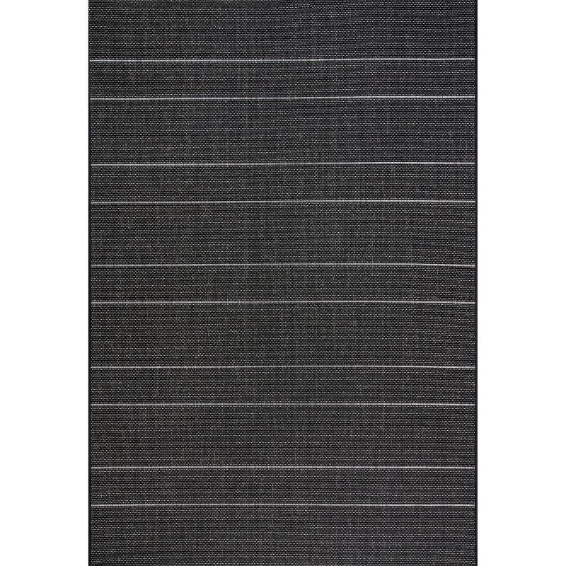 Modern Striped Black Synthetic Area Rug 5' 3" x 7' 6"