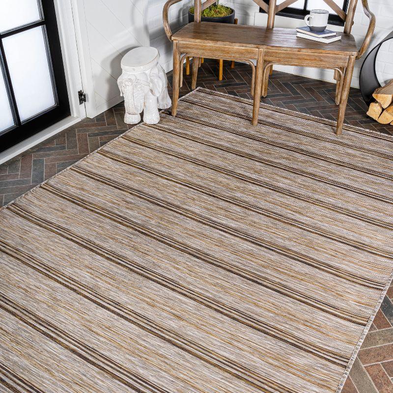 Multicolor Stripe Synthetic 4' x 6' Easy-Care Area Rug