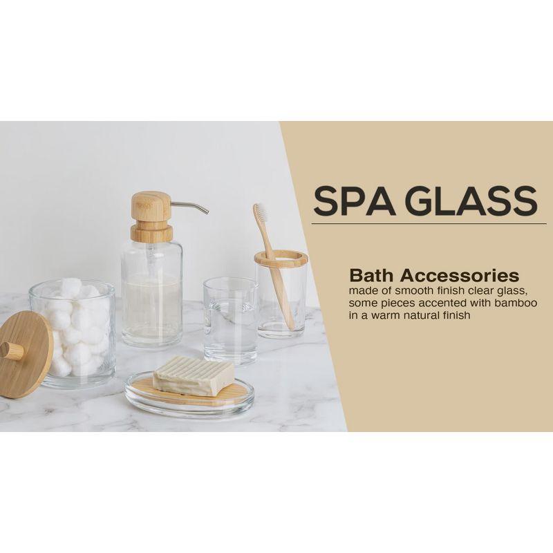 Clear Glass and Bamboo Spa Toothbrush Holder