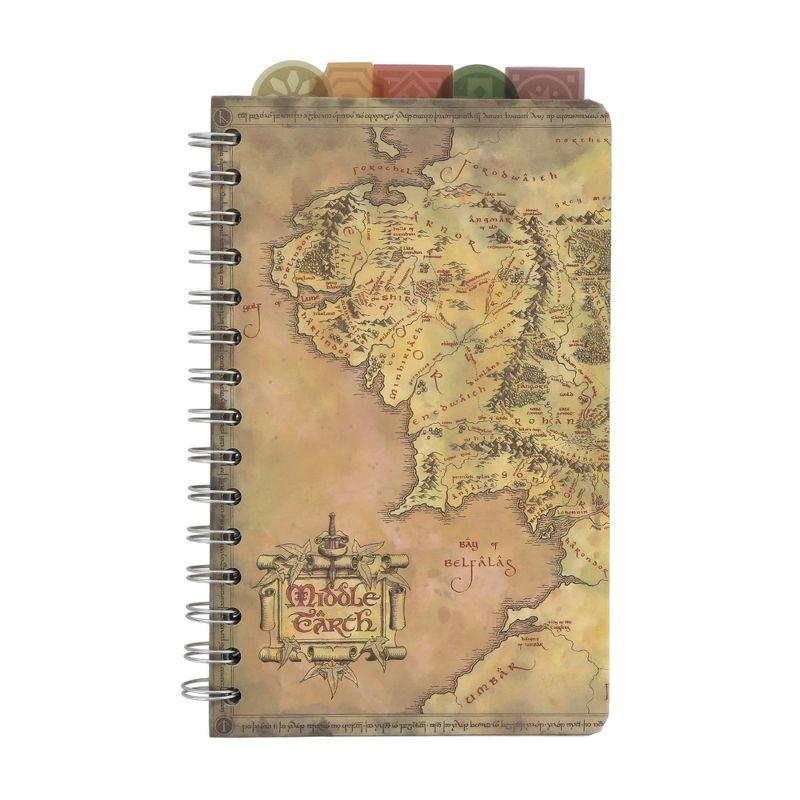 Silver Buffalo The Lord Of The Rings Map Of Middle-earth 5-Tab Spiral Notebook With 75 Sheets