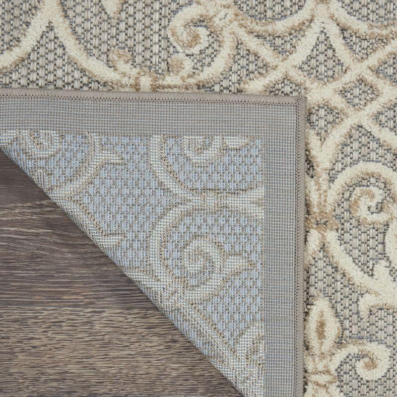 Nourison Aloha Contemporary Scroll Flatweave High-Low Indoor Outdoor Area Rug Natural 3'6" x 5'6"