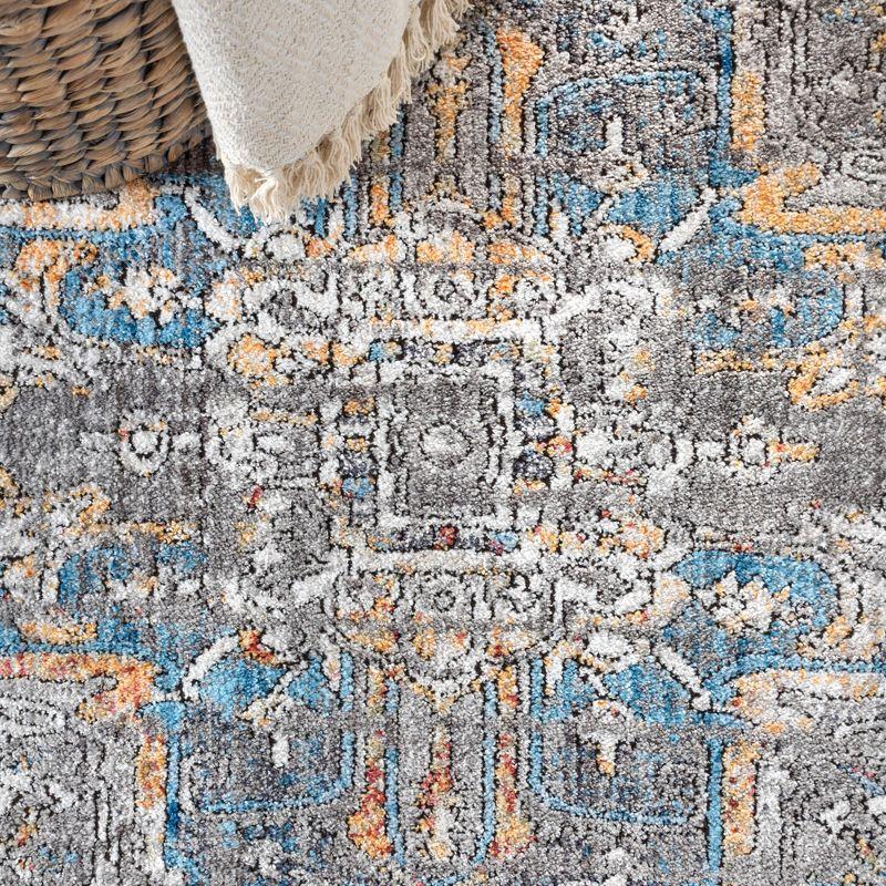 4'x6' Izmir Vintage Medallion Area Rug, Gray/Mustard/Turquoise - JONATHAN Y