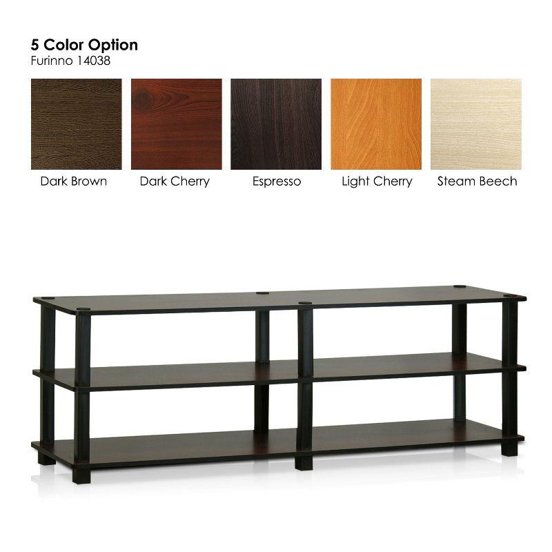 Furinno Modern 3-Tier TV Stand Console Table Media Entertainment Center w/Open Storage Shelf,Dark Brown/Black