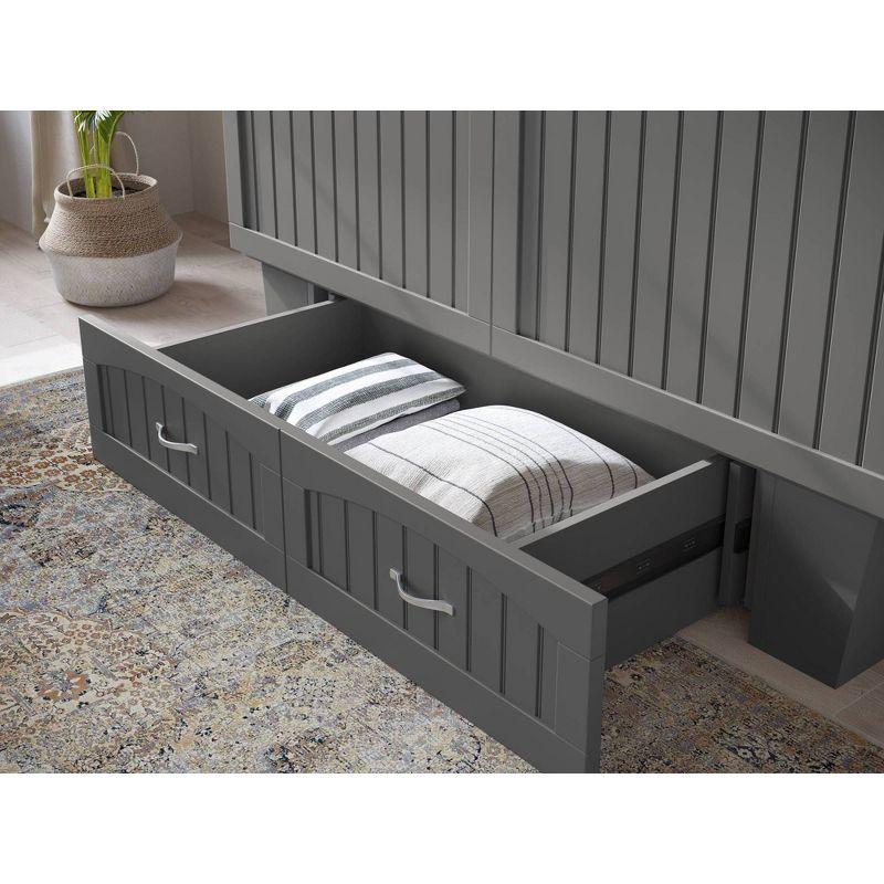 Nantucket Queen Murphy Bed with Single Storage Drawer in Grey