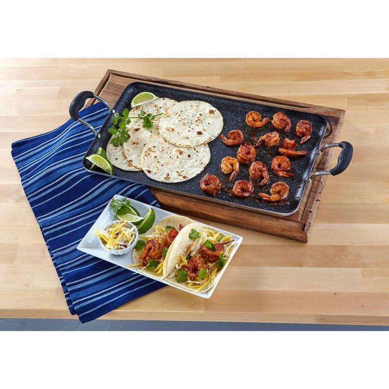 IMUSA 17"x10"Ceramic Double Burner Griddle Black: Stovetop Griddle, Aluminum, Hand Wash, Electric & Gas Compatible