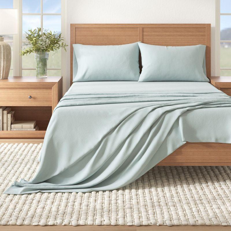 100% Cotton Flannel Sheet Set - Great Bay Home (Full, Light Blue)