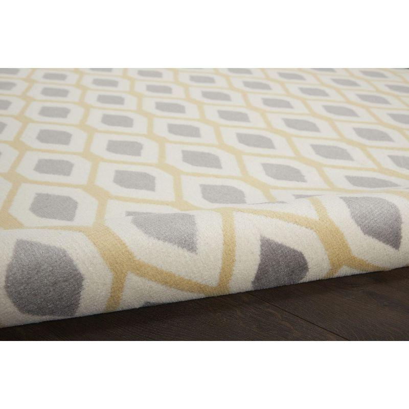 Handmade White Geometric Synthetic 5' x 7' Area Rug