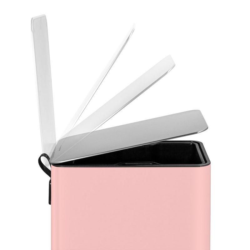 QUALIAZERO 2.6 GAL/10L, SLIM SHAPE, STAINLESS STEEL STEP-ON CAN, WITH SOFT CLOSE LID, ROSE PINK FINISH