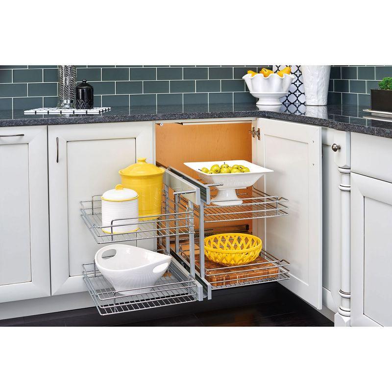 Chrome 15" Pullout Blind Corner Kitchen Cabinet Organizer