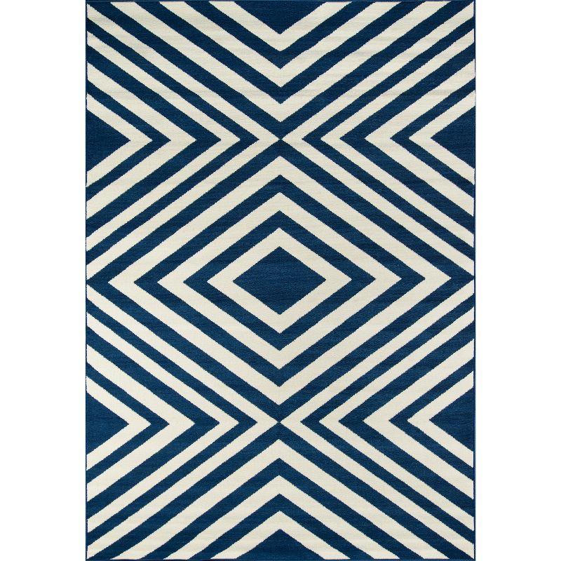 Navy Indoor/Outdoor Geometric Rug