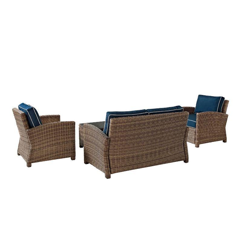 Bradenton 4pc Outdoor Wicker Conversation Set - Navy - Crosley: Steel Frame, UV-Resistant, with Polyester Foam Cushions