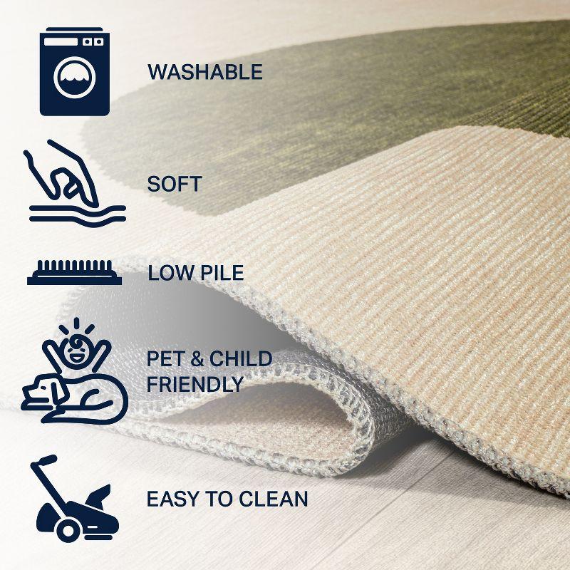 4' x 6' Cirkel Minimalist Geometric Dot Machine-Washable Area Rug, Cream/Olive - JONATHAN Y