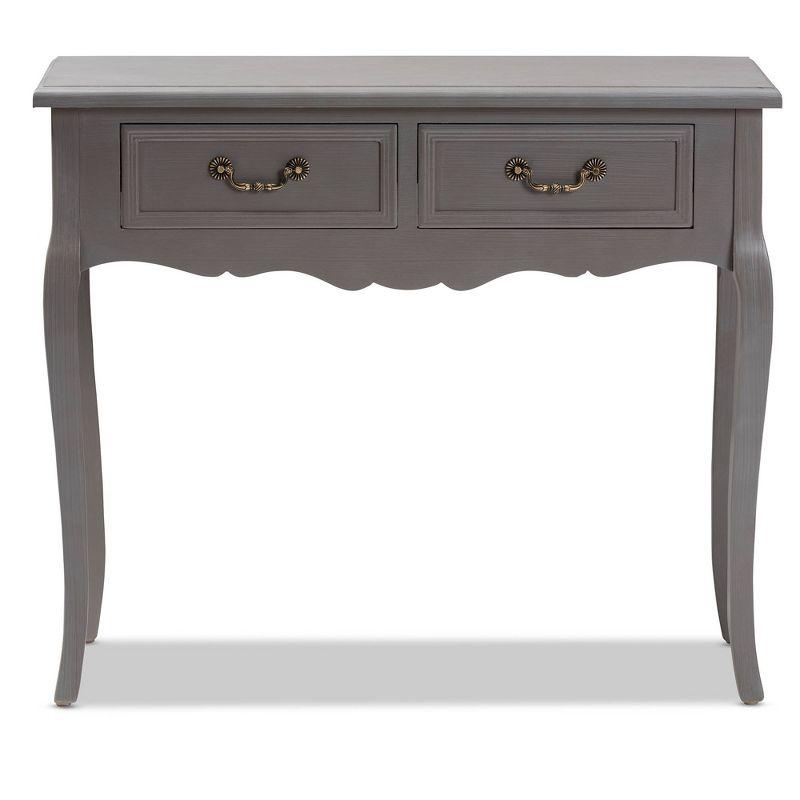 Capucine Finished Wood 2 Drawer Console Table Gray - Baxton Studio: Elegant Entryway Storage, Cabriole Legs