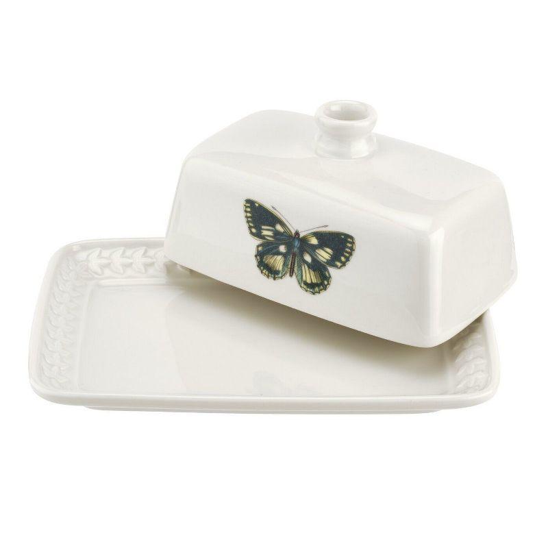 Portmeirion Botanic Garden Harmony Porcelain Butter Dish with Butterfly Motif