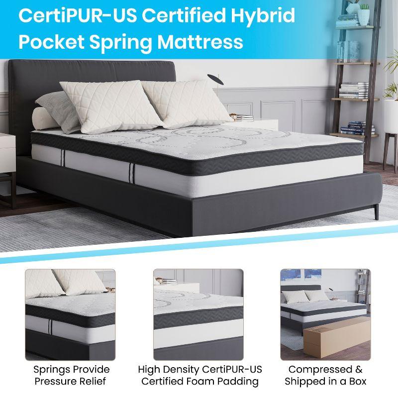 Flash Furniture Roxbury Full Size Tufted Upholstered Platform Bed in Beige Fabric with 10 Inch CertiPUR-US Certified Pocket Spring Mattress