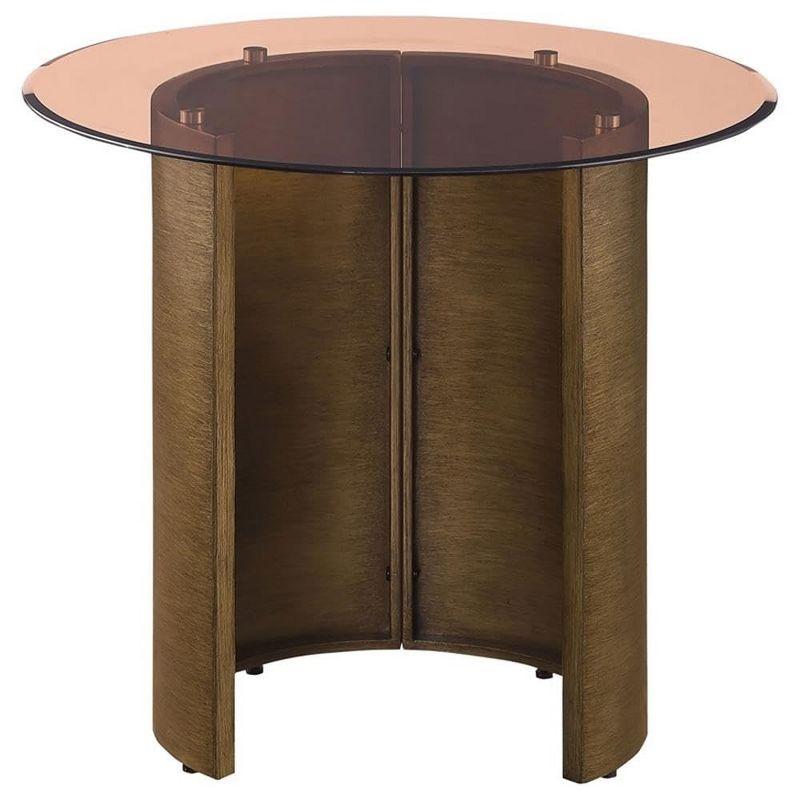 Coaster Home Furnishings Morena Round End Table with Tawny Tempered Glass Top Brushed Bronze