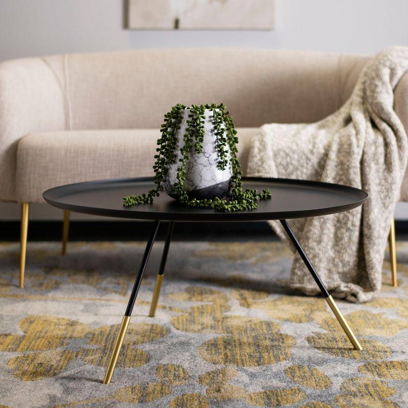 Orson Coffee Table with Metal Gold Cap - Black/Gold - Safavieh