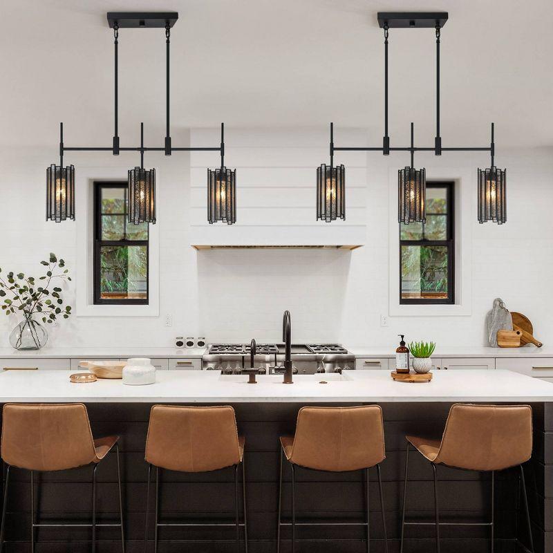 LNC Hemaaolay Matte Black Linear Mercury Glass Cylinder LED Kitchen Island Light