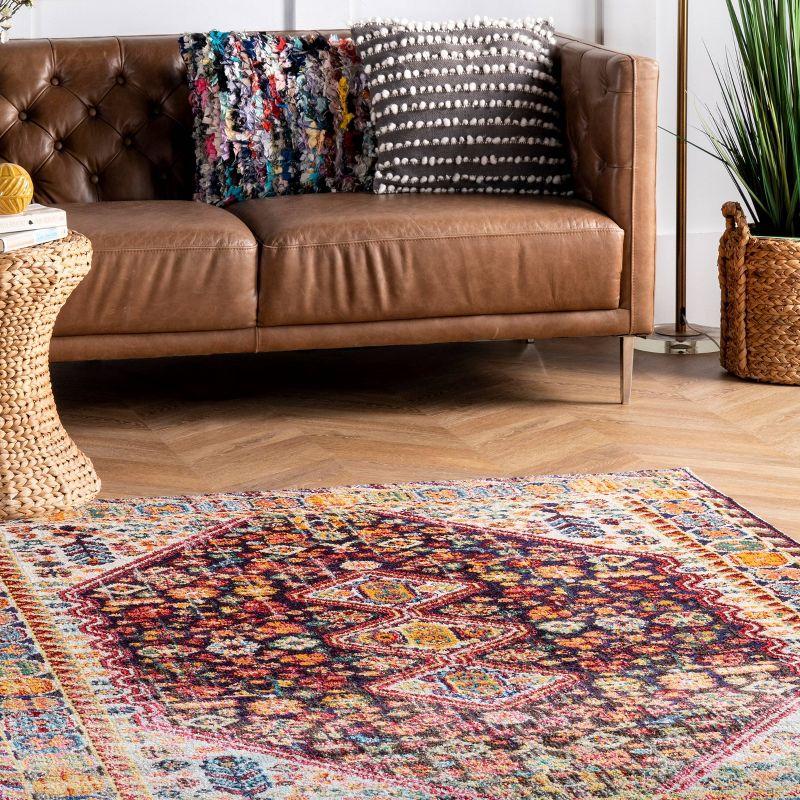 4'x6' Vintage Erline Area Rug Black - nuLOOM: Medallion Pattern, Low Pile, Polypropylene, Indoor Use, Rectangle Shape