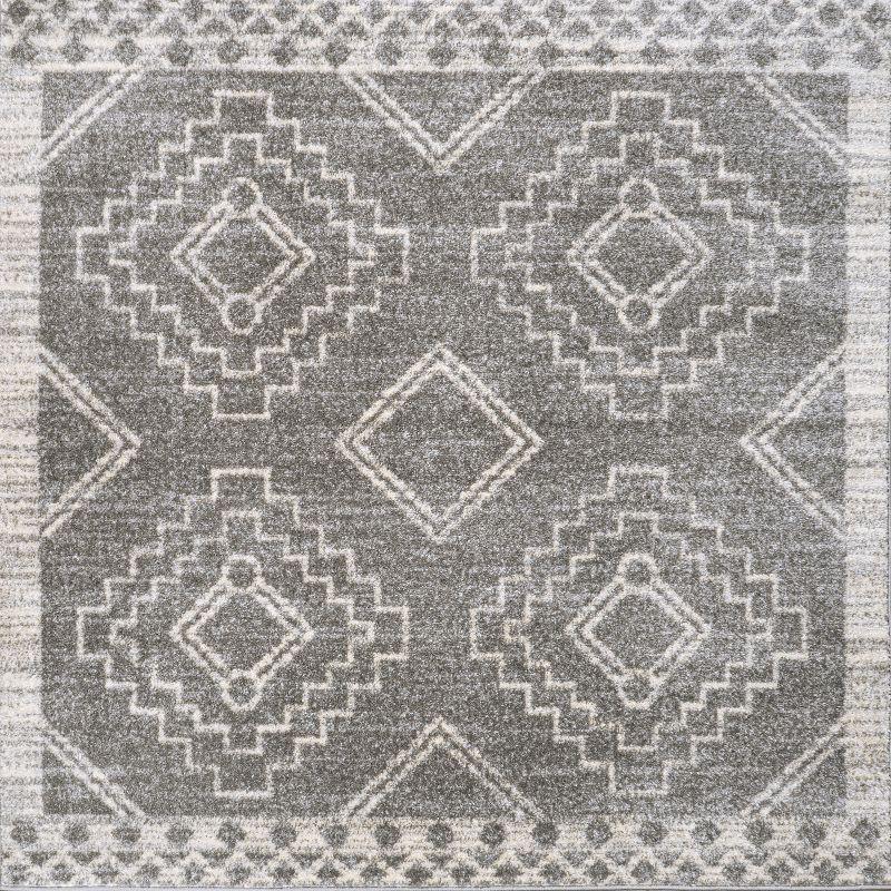 JONATHAN Y Amir Moroccan Beni Souk Gray/Cream 6' Square Area Rug