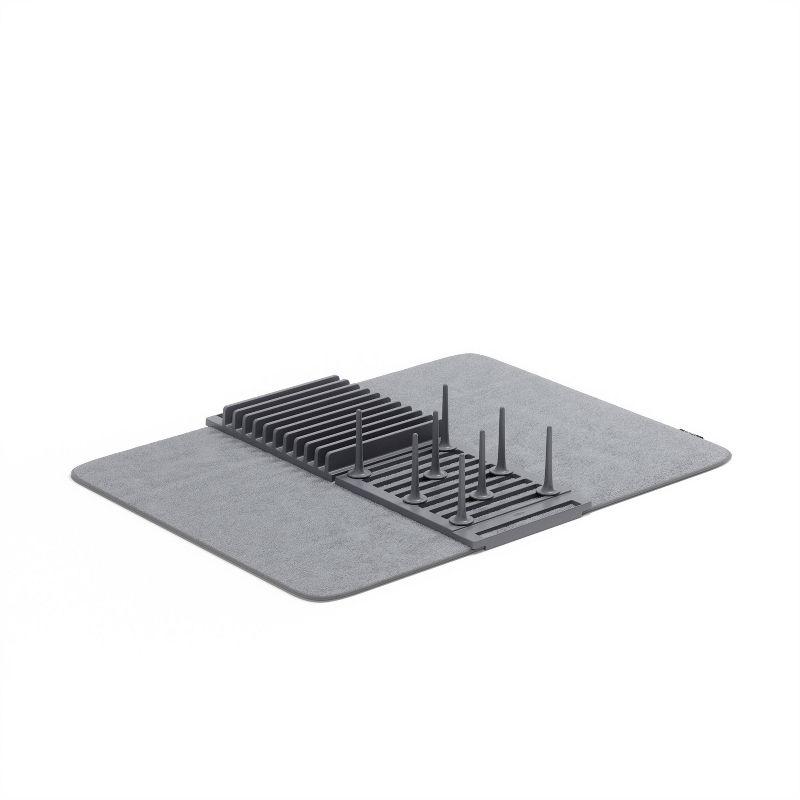 Charcoal Foldable Dish Drying Rack with Microfiber Mat