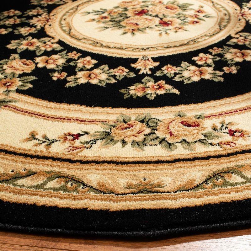 Lyndhurst LNH218 Power Loomed Area Rug - Black/Ivory - 8' Round - Safavieh