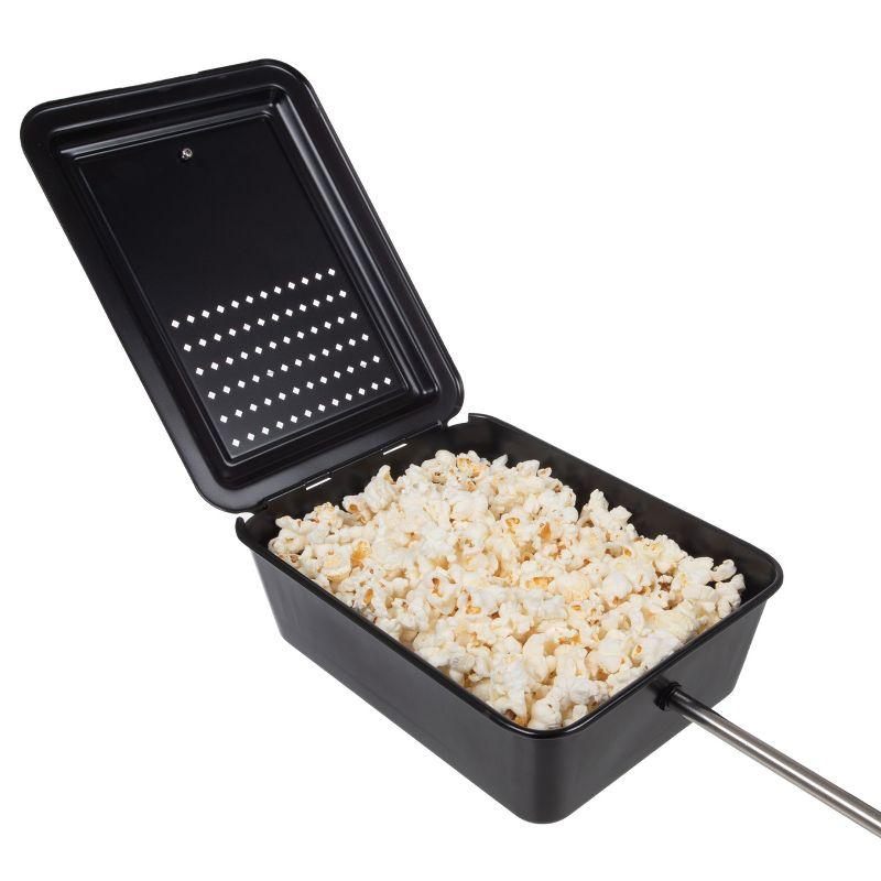 Great Northern Popcorn Campfire Popcorn Popper - Old Fashioned Popcorn Maker with Nonstick Finish and Extended Handle - Camping Gear and Campfire Cooking Equipment by Great Northern Popcorn (Black)