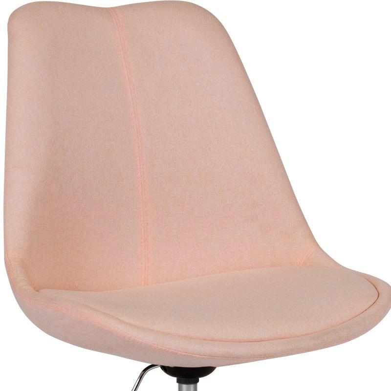 Merrick Lane Swivel Office Chair with Height Adjustable Swivel Seat in Stylish Pink Fabric Upholstery
