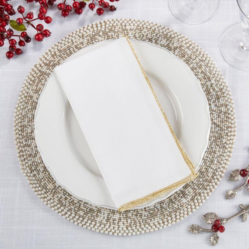 Saro Lifestyle Luana Collection Shimmering Border Design Dinner Napkins (Set of 4), 20", Gold