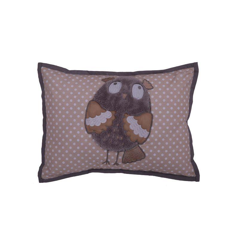 Bacati - Owls Grey/Beige Neutral Cotton Throw Pillow