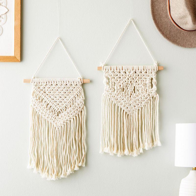 Okuna Outpost 2 Pack Boho Themed Woven Macrame Wall Art, Handing Décor for Home or Nursery, 15 x 10 in