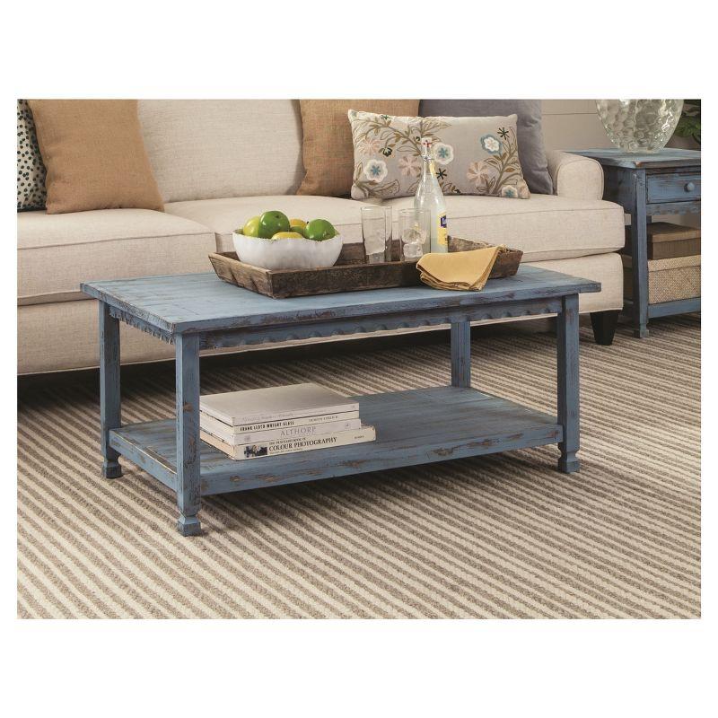 42"L Country Cottage Wood Coffee Table Antique Finish - Alaterre Furniture