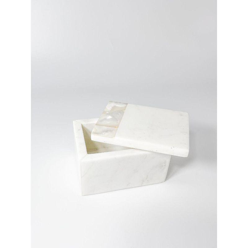 Mother of Pearl White Marble Decor Box - Anaya