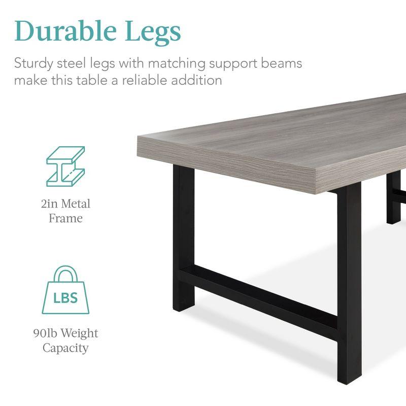 Best Choice Products 44in Modern Butcher Block Top Coffee Table, Rectangular Wood Accent Table w/ Metal Legs - Gray