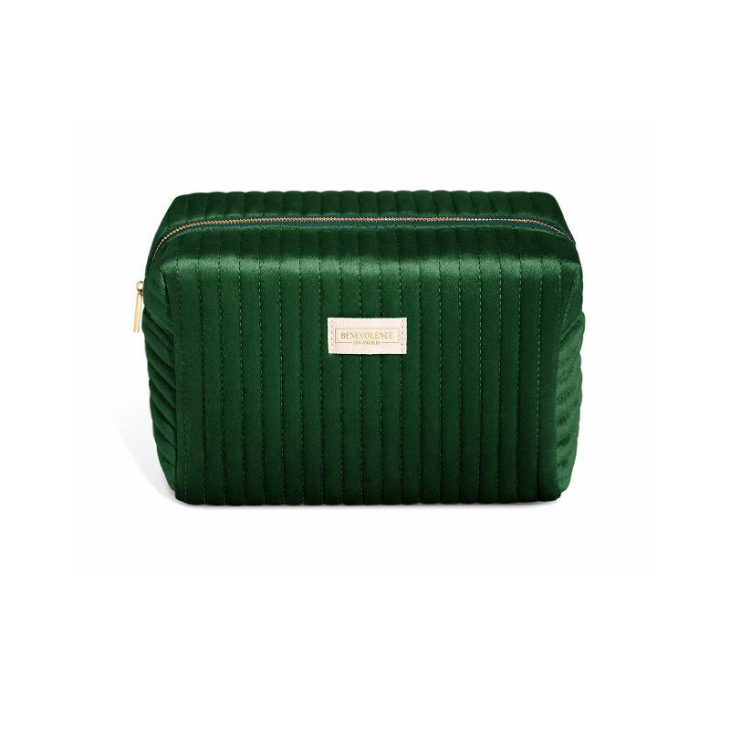 Emerald Green Velvet Large Makeup and Toiletry Bag