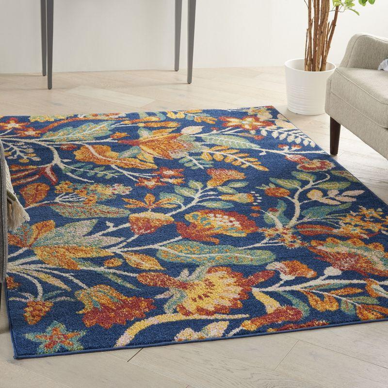 Navy Multicolor Floral 5' x 7' Synthetic Area Rug