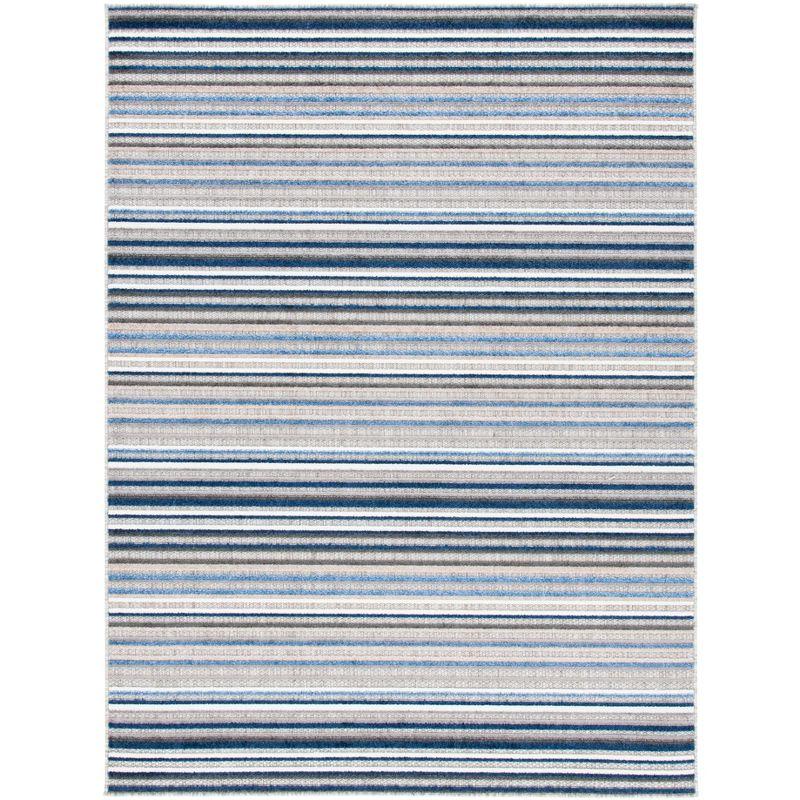 Grey/Blue Geometric Easy-Care Synthetic Area Rug, 5'3" x 7'7"