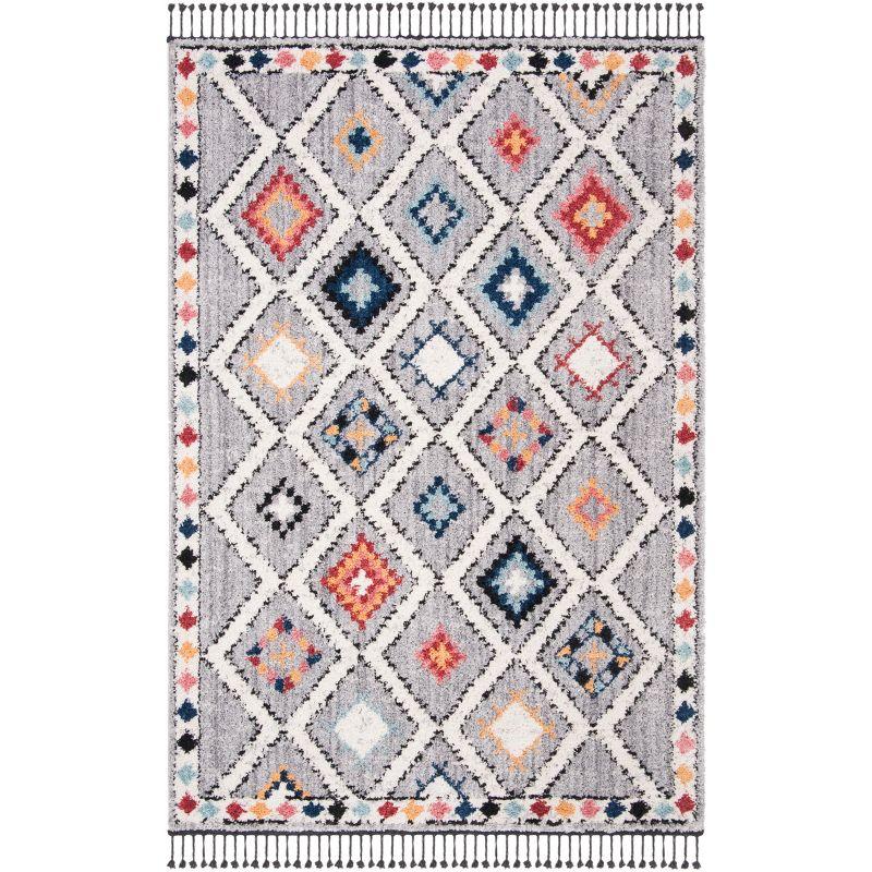 Gray Diamond Pattern Synthetic 6' x 9' Area Rug