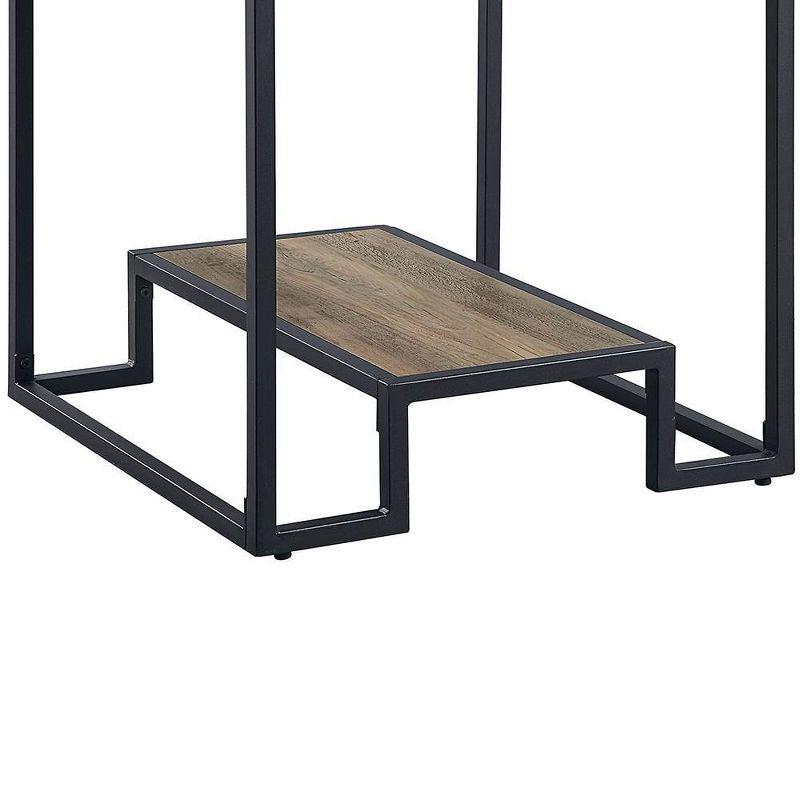 Idella 22" Accent Tables Rustic Oak and Black - Acme Furniture: Sturdy Metal Frame, Open Shelf