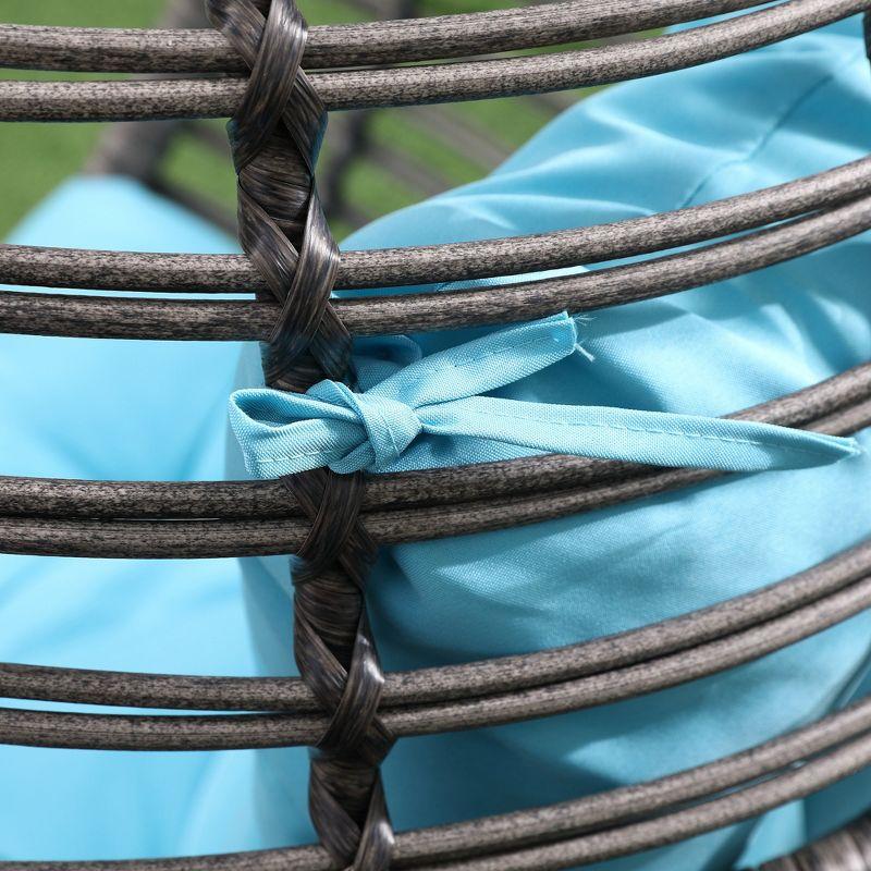 Outsunny Egg Chair w/ Soft Cushion, Teardrop Cuddle Seat, Outdoor / Indoor, PE Plastic Rattan Furniture, Adjustable Height, sky Blue